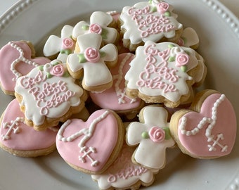 2 Dozen Mini Baptism Decorated Cookies Set