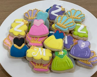2 Dozen Mini Princess Theme Decorated Cookies Set