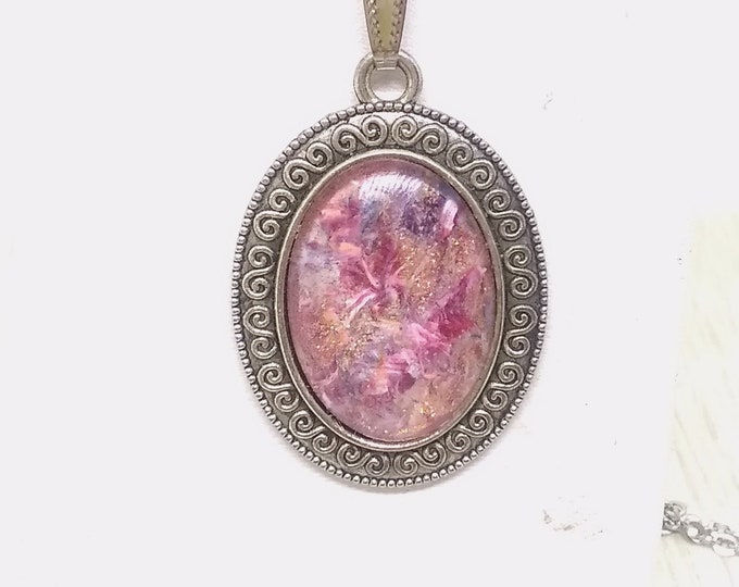 Pink Pendant - Glass Pendant - Statement Necklace