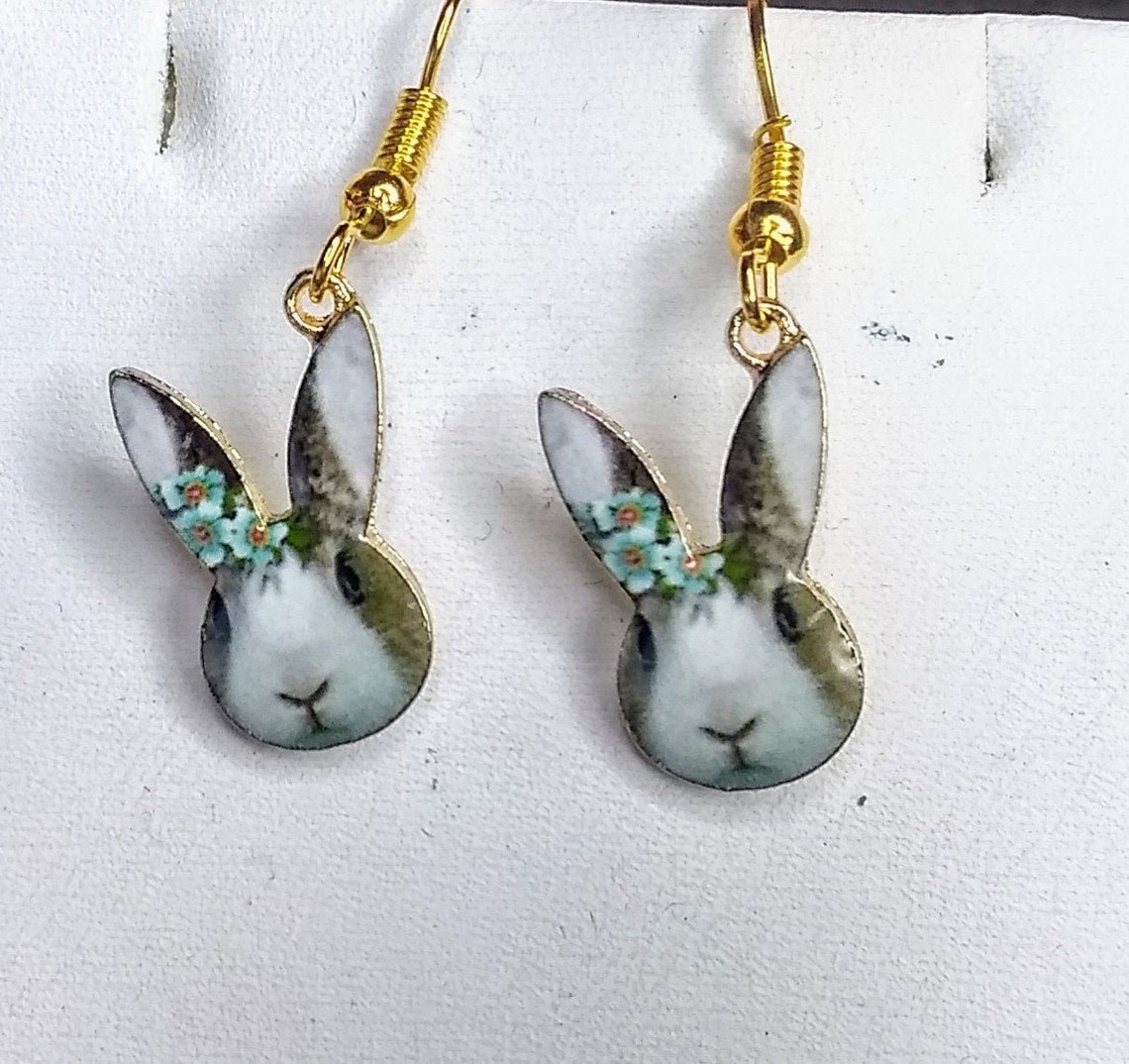 Bunny Earrings Easter Earrings Rabbit Earrings Spring Etsy