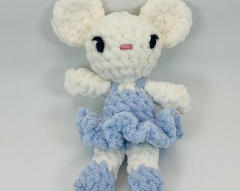 Muñeco de peluche de ratoncita bailarina de ganchillo, ojos bordados seguros, muñeca de hilo suave de 18 cm.