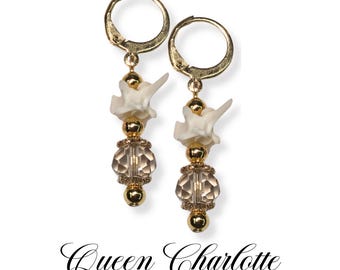 Queen Charlotte Rattlesnake Vertebrae Bone Hoop Earrings, Gold or Silver Finish Oddity Jewelry