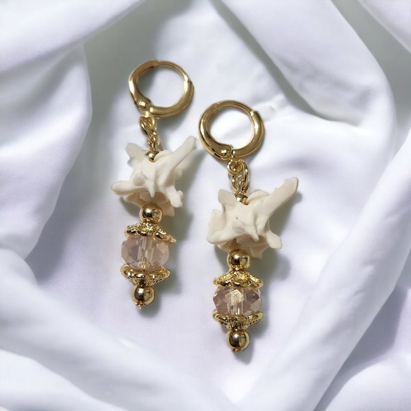 Queen Charlotte Rattlesnake Vertebrae Earrings / Gold Plated/ Oddity Jewelry