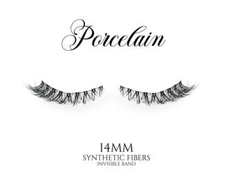 Porcelain – 14MM Wispy Lashes | Delicate Doll Eye | Invisible Band | Lightweight Synthetic | The Oddity Dollhouse