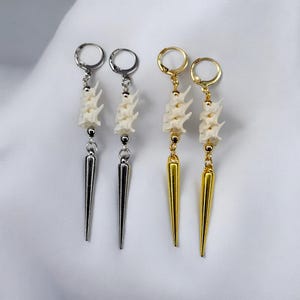 Gold Plated Vertebrae Trio Spike Earrings