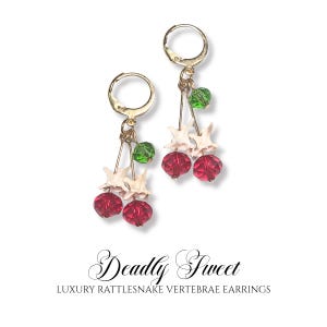 Oddity Cherry Drop Earrings, Bone Capped Crystal, Victorian Dollhouse Style