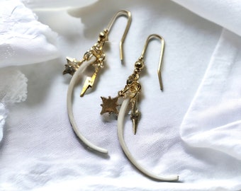 Serpentine Stardust Gold Filled Rattlesnake Rib Earrings