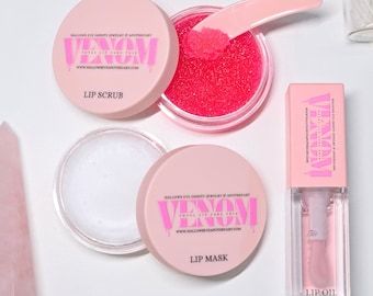 Peach Lip Care Trio: Exfoliating Scrub, Hydrating Mask & Oil - Venom