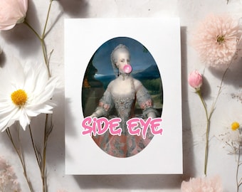 Side Eye 5x7 Art Print Maximalist decor, Eclectic poster, Modern, Chic, Quirky, Altered art, Victorian inspired art