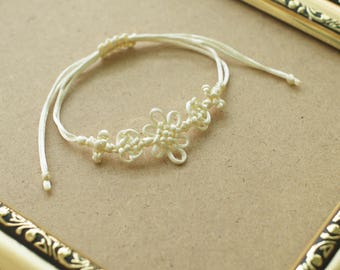 Korean knot bracelet White satin cord knotting bracelet
