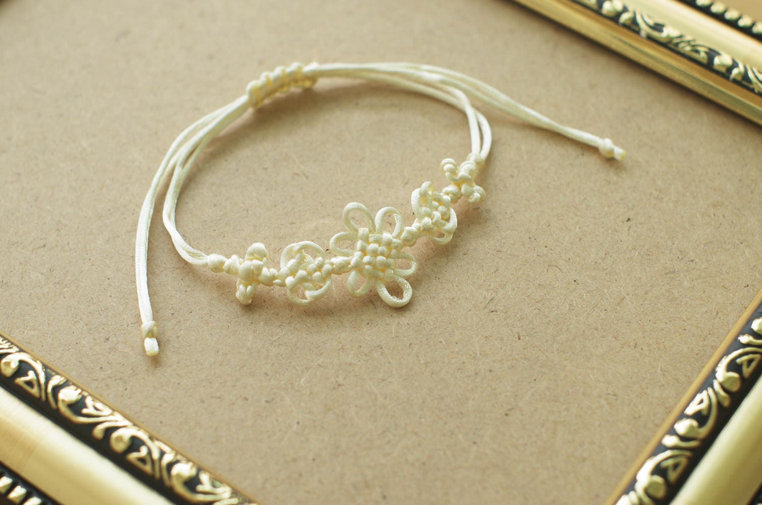 Korean Knot Bracelet White Satin Cord Knotting Bracelet Etsy