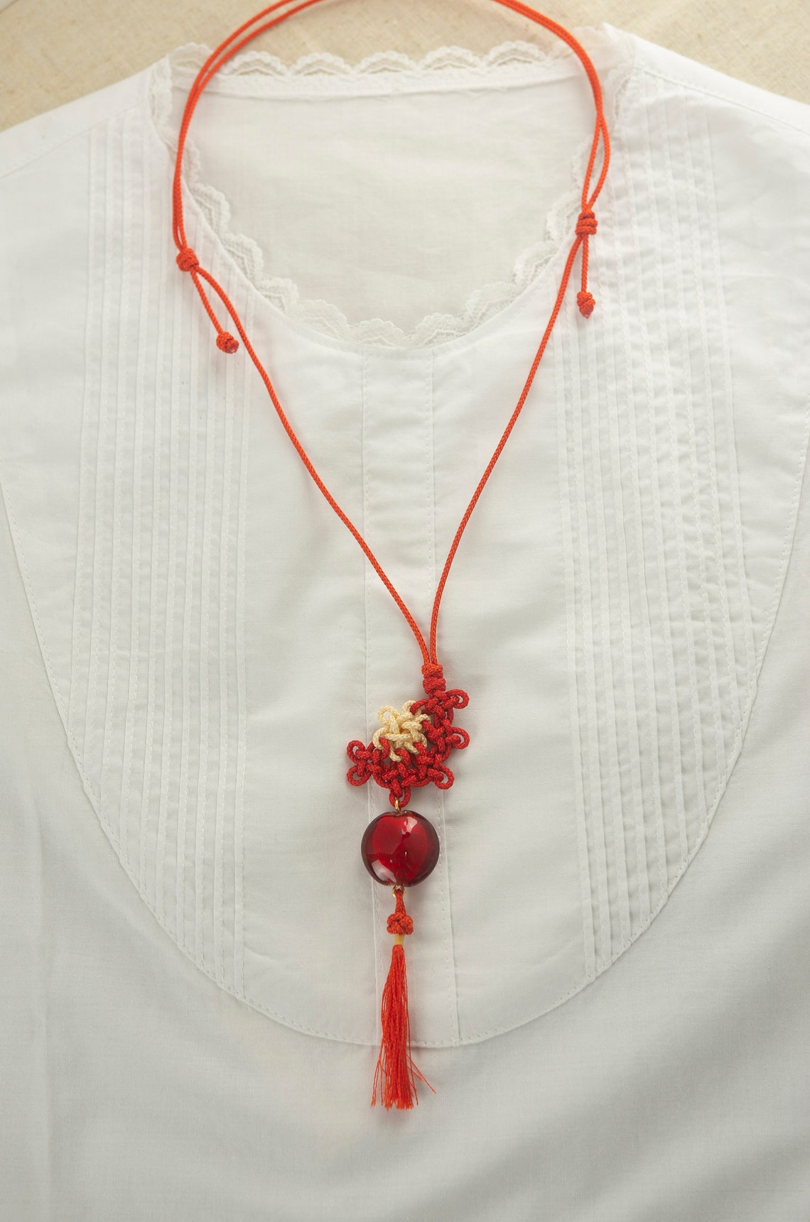 Korean Knot Necklace Traditional Cotton Cord Knot Oriental Etsy