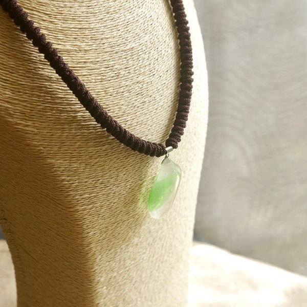 OOAK,Korean knot, necklace with fusing seaglass pendant