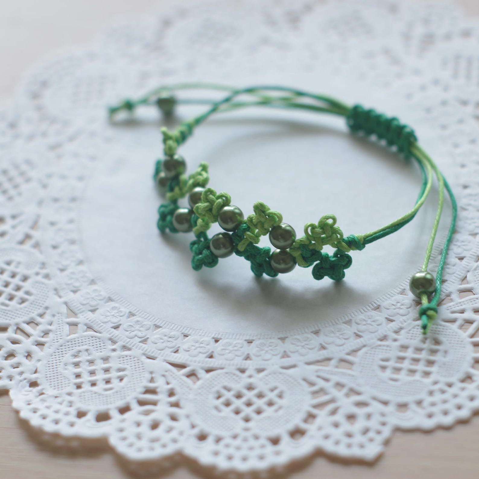 Korean knotting bracelet Green color thread Adjustable Etsy