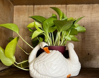 Vintage ceramic three swans planter, bowl, made in Japan