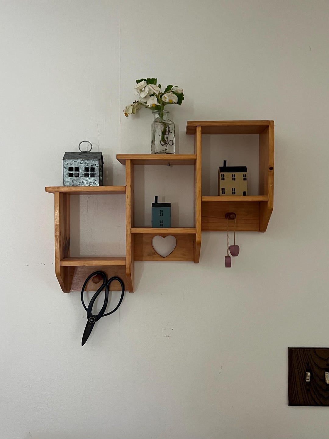 Wood Nick Nack Shelf, Peg Rack, Farmhouse, Country, Rustic, Hear Cutout ...