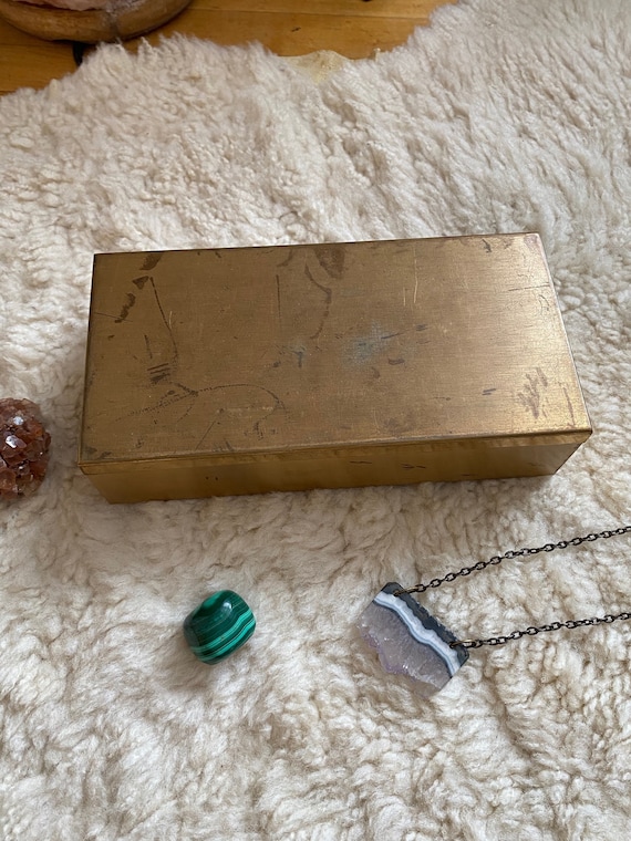 Vintage brass Elgin trinket box, jewelry box, watc