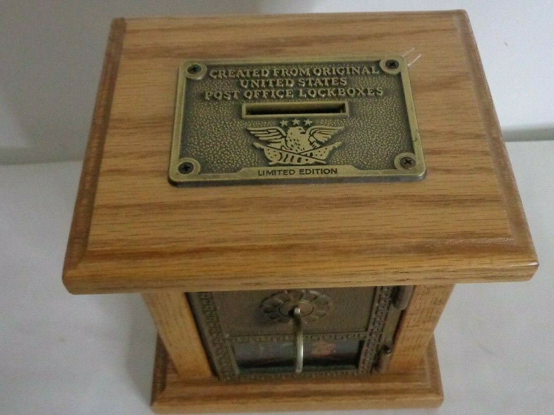 Antique USPS Post Office Mailbox Bank Wood Case Yale Key Etsy