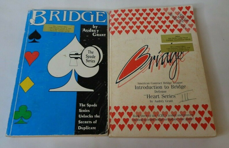 Bridge Card Game Audrey Grant Lot 2 Books Vintage Wheel Etsy