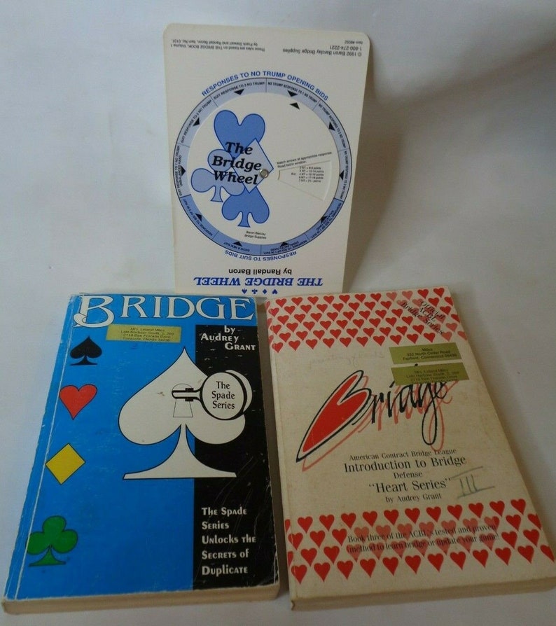 Bridge Card Game Audrey Grant Lot 2 Books Vintage Wheel Etsy