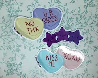 Sweethearts Sticker, Candy heart sticker, Laptop sticker, valentine's day sticker, Star sticker, Car sticker