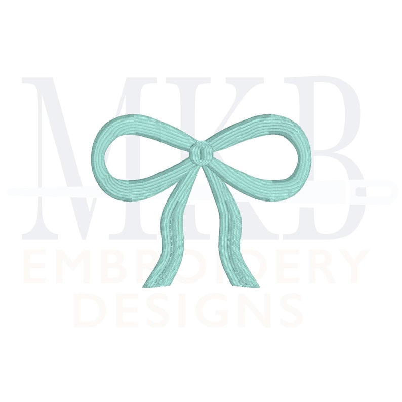 May include: A light blue bow with a center knot. The bow is tied in a simple, classic style.