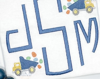 Easter Egg Dump Truck, Mini Dump Truck, Easter Truck, Easter Monogram, Mini Fill Stitch Machine Embroidery Design File, Construction Vehicle