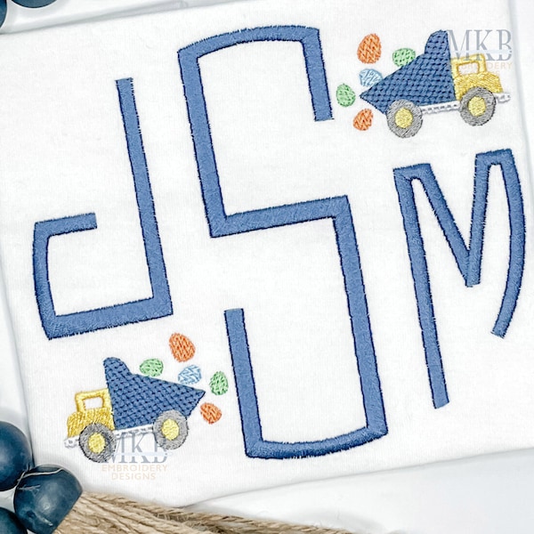 Easter Egg Dump Truck, Mini Dump Truck, Easter Truck, Easter Monogram, Mini Fill Stitch Machine Embroidery Design File, Construction Vehicle