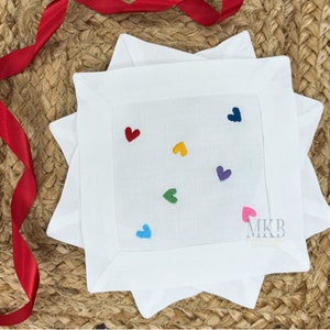 Hearts Arranged for Cocktail Napkins, Confetti Hearts, Scattered Hearts, Mini Fill Stitch Machine Embroidery Design File, Valentine&#39;s Day
