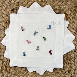 Cowboy Boots Arranged for Cocktail Napkins, Cowboy Boot Embroidery, Western Rodeo Embroidery, Cowgirl, Machine Embroidery Design File