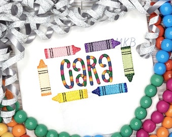 Crayon Frame SMALL, Rectangle Crayon Frame, Back to School Embroidery, Font Frame, Crayon Sketch Fill Stitch Machine Embroidery Design File