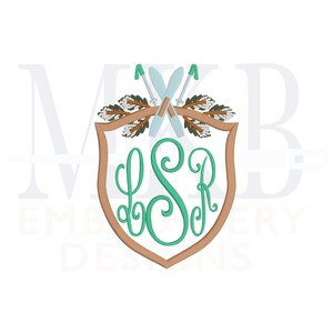 Lsr Script Monogram Ski Crest Pine Outer Poles, Snow Ski Crest, Winter Embroidery, Alpine ...