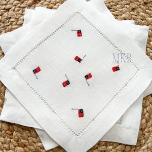 American Flags Arranged for Cocktail Napkins, 4th of July, Bean Stitch Machine Embroidery Design File, Mini Patriotic Flag