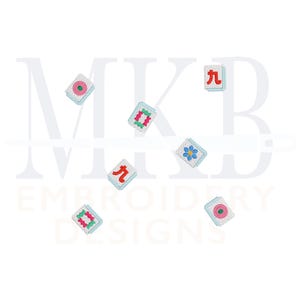 Mahjongplattor arrangerade för cocktailservetter, Mahjongbroderi, Bam, Dot, Crak, Crack, Flower, Game Night, Maskinbroderidesignfil bild 12