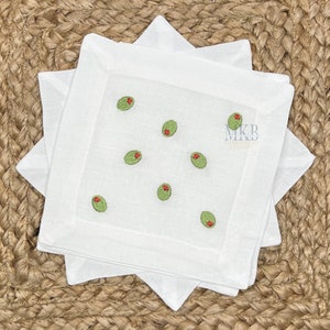 Olives Arranged for Cocktail Napkins, Olive Embroidery Design, Martini Olive, Olive and Pimento, Fill Stitch Machine Embroidery Design File