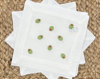 Olives Arranged for Cocktail Napkins, Olive Embroidery Design, Martini Olive, Olive and Pimento, Fill Stitch Machine Embroidery Design File