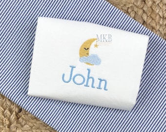 Diseño de bordado de estrella lunar y nube, mini luna, estrellita, anuncio de nacimiento de bebé, archivo de diseño de bordado de máquina de puntada de relleno