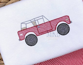 Vintage 4x4, LARGE Sketch Stitch, Off Road Truck, Classic Vehicle, Convertible SUV, Beach Vehicle, Truck Machine Embroidery Design File