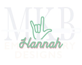 I Love You Hand Sign Embroidery Design, Mini Satin Stitch, Machine Embroidery Design File, Quick Stitch, Simple I Love You Sign Language