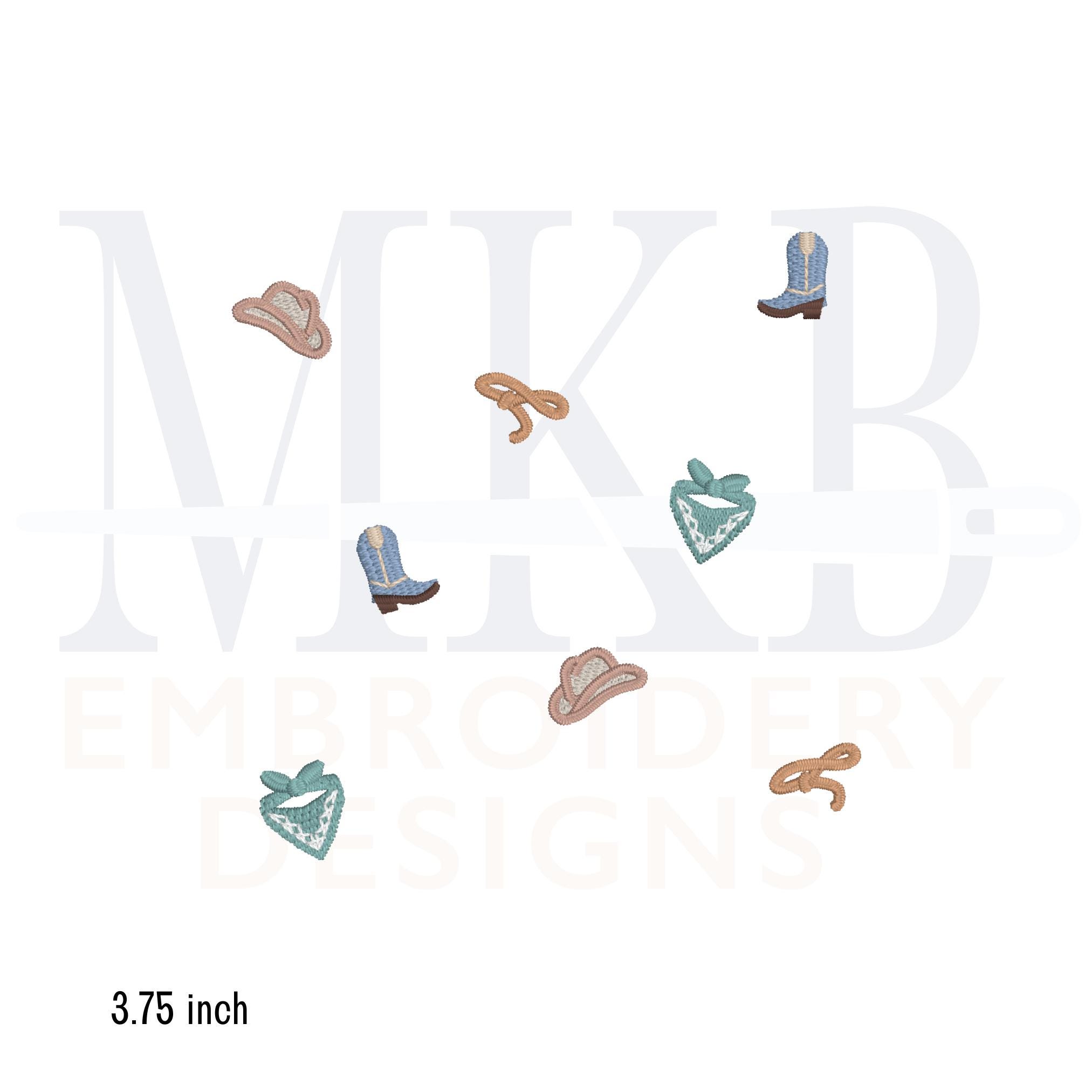 Machine Embroidery Rodeo Western Rodeo Icons Arranged for Cocktail Napkins, Western Embroidery ...