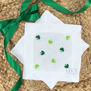 Shamrocks Arranged for Cocktail Napkins, St. Patricks Day, Scattered Shamrocks, Machine Embroidery Design File, Irish Clover