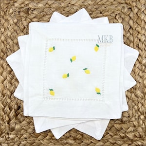 Lemons Arranged for Cocktail Napkins, Lemon Embroidery, Citrus Fruit Embroidery, Summer, Machine Embroidery Design File