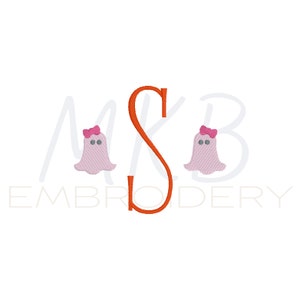Ghost Embroidery Design, Mini Girl Ghost with a Bow, Halloween Embroidery, Mini Fill Stitch Machine Embroidery Design File, Friendly Ghost