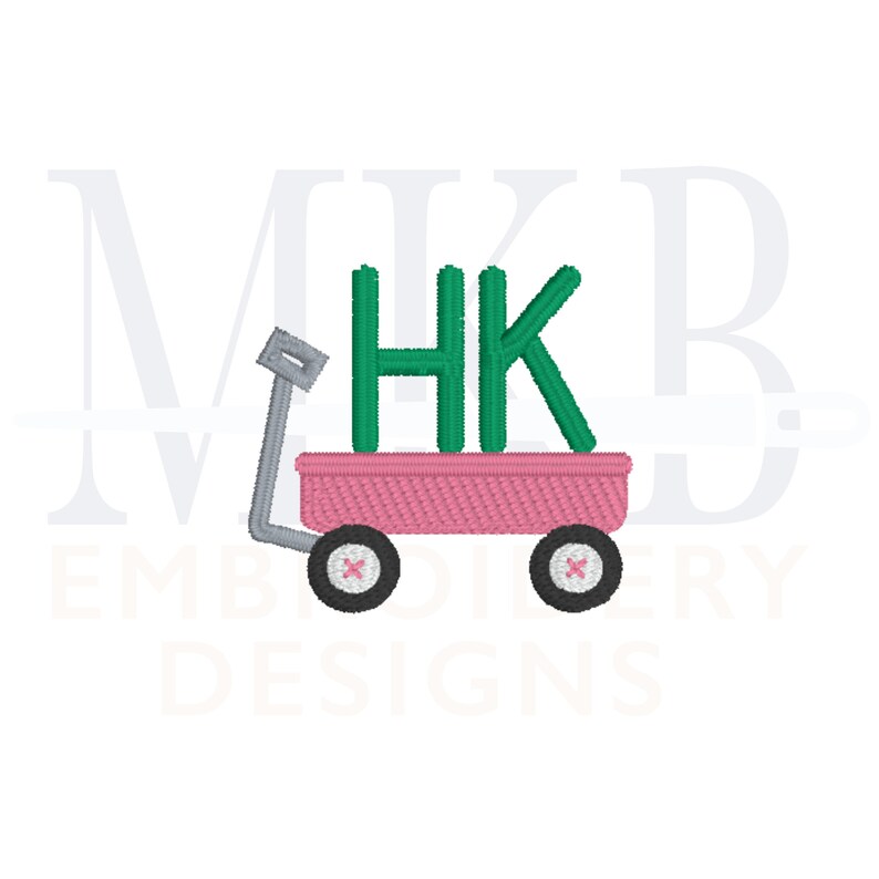 Peut inclure: Un chariot rose avec une poign&eacute;e grise et les lettres vertes "HK" dans le chariot.