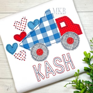 Valentine Dump Truck Bean Stitch Applique, Dump Truck Applique, Bouwvoertuig, Love Truck, Applique Machine Embroidery Design File