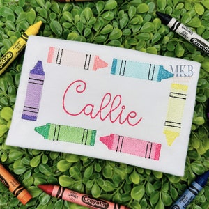 Crayon Frame LARGE, Rectangle Crayon Frame, Back to School Monogram, Font Frame, Crayon Sketch Fill Stitch Machine Embroidery Design File