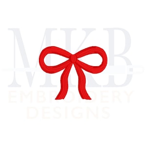 May include: A red bow with a simple design. The bow is a common symbol of celebration and gift-giving.