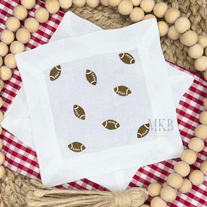 Footballs Arranged for Cocktail Napkins, Mini Football Embroidery, Football Party Cocktails, Fill Stitch Machine Embroidery Design File