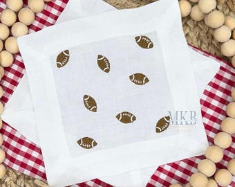 Footballs Arranged for Cocktail Napkins, Mini Football Embroidery, Football Party Cocktails, Fill Stitch Machine Embroidery Design File
