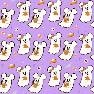 Mickey and Minnie Mouse Ghost 2025 Seamless Pattern Digital Download